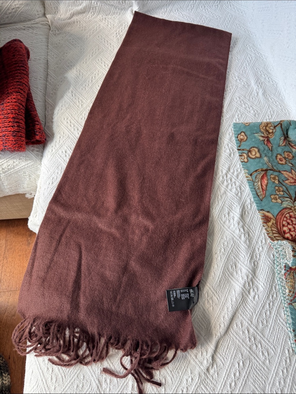 H&M Brown Fringe Scarf/Throw - Deep Brown Accent